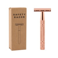 Classical safety razor 3 piece metal handle rose golden color razor double edge blade razor